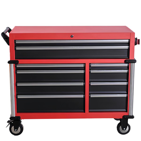Work Station 41”, Red, 10 Drawers, with 4x Power Plug Sockets, 220V