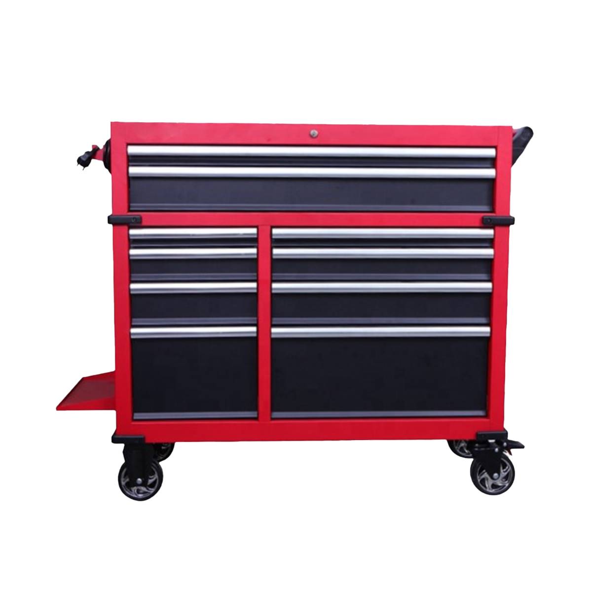 Work Station 55”, Red, 10 Drawers, with 4x Power Plug Sockets, 220V